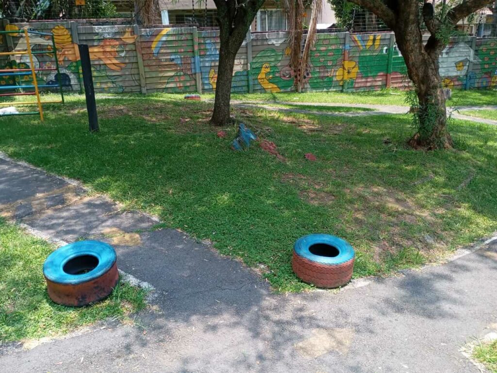 Winding tarred bike track path at Petra Christian Pre-School, Edenvale